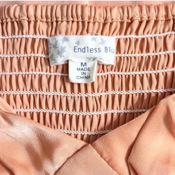 ENDLESS BLU Satin Ruched Mini Skater Dress in Apricot Orange Size Medium - Picture 8 of 11